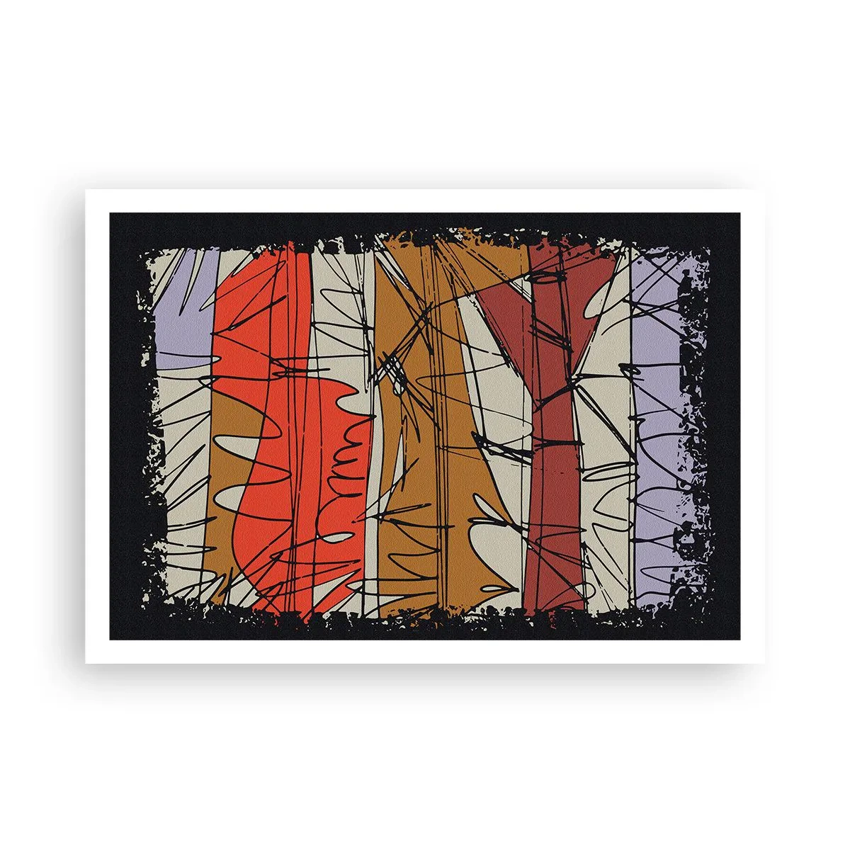 Poster - Abstrakte Komposition in intensiven Farben - 100x70cm - Spontane Komposition - Moderne Wanddekoration für Wohnzimmer und Schlafzimmer ARTTOR