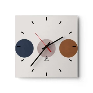 Wanduhr - Glasuhr - Eine minimalistische Komposition mit drei farbigen Kreisen - 30x30cm - Ein Symbol für Exzellenz - Moderne Wanddekoration für Wohnzimmer und Schlafzimmer ARTTOR