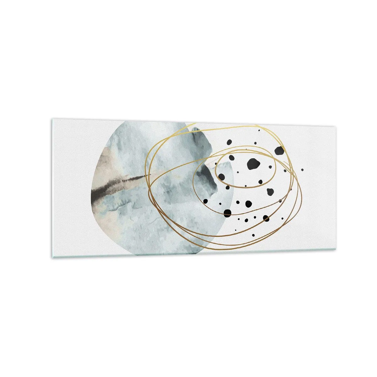 Glasbild - Bild auf glas - Minimalistische Abstraktion mit geometrischem Muster und goldenen Linien - 120x50cm - Vom Weltraum umarmt - Moderne Wanddekoration für Wohnzimmer und Schlafzimmer ARTTOR