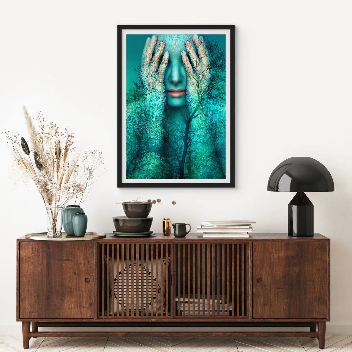 Poster in einem schwarzem Rahmen - Eingetaucht in Blau - 40x50 cm