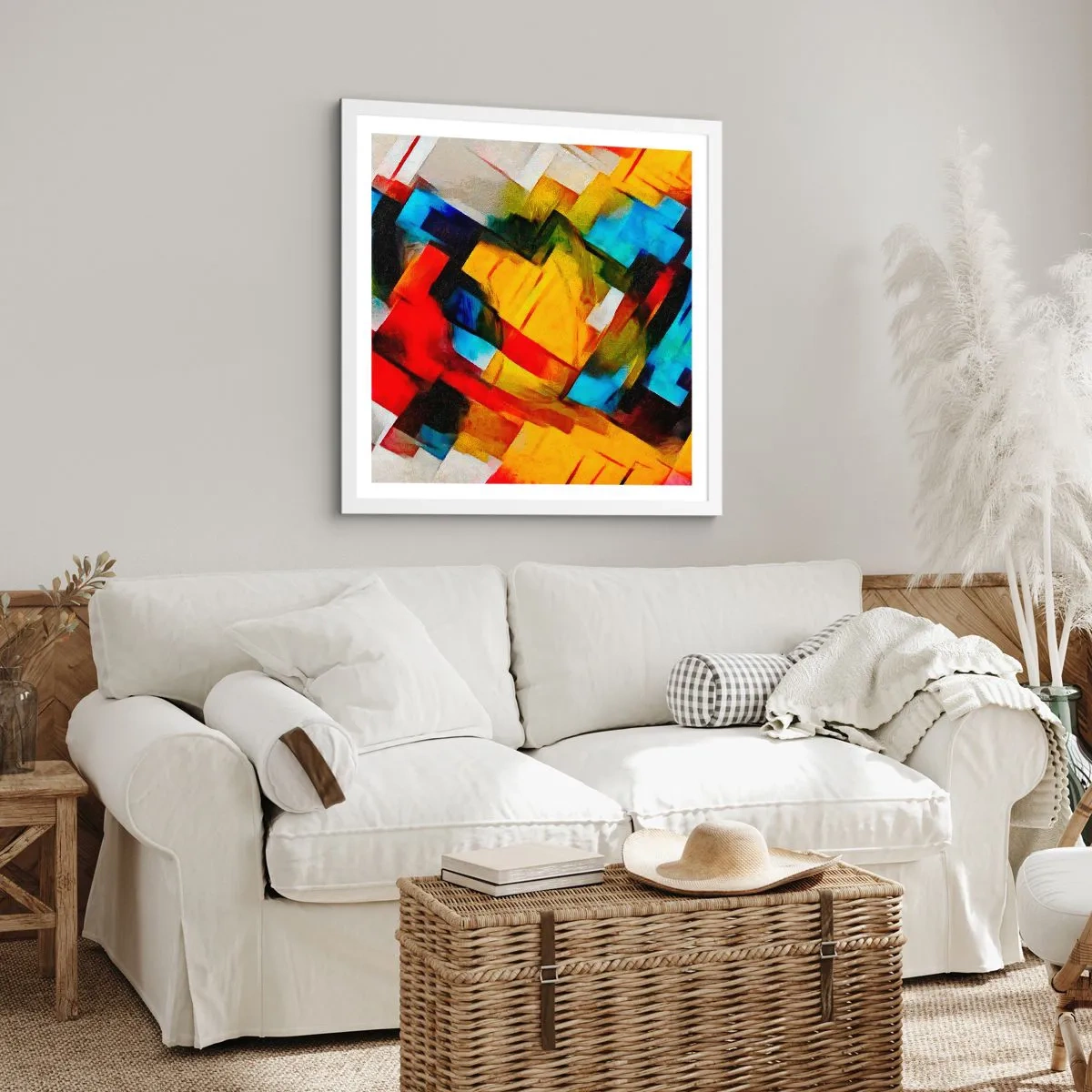Poster in einem weißen Rahmen - Ein bunter Interleaver - 50x50 cm