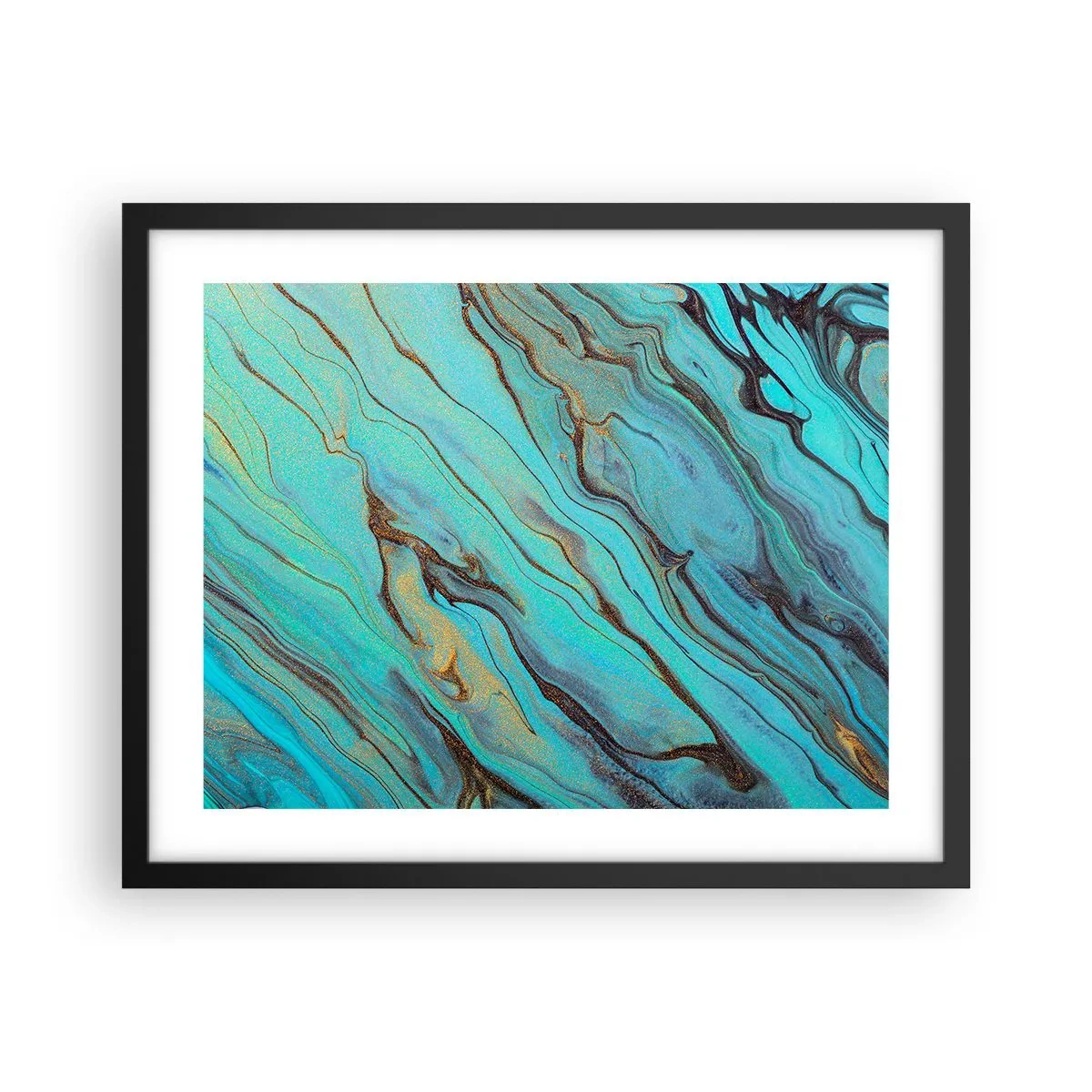 Poster in einem schwarzem Rahmen - Türkisfarbene Flut - 50x40 cm