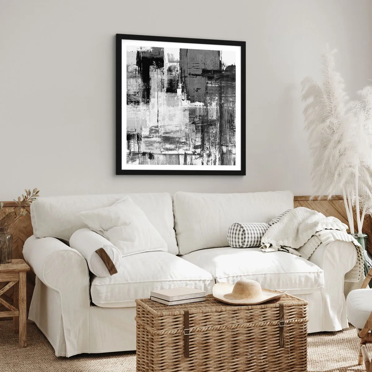 Poster in einem schwarzem Rahmen - Wunderschönes Grau - 60x60 cm