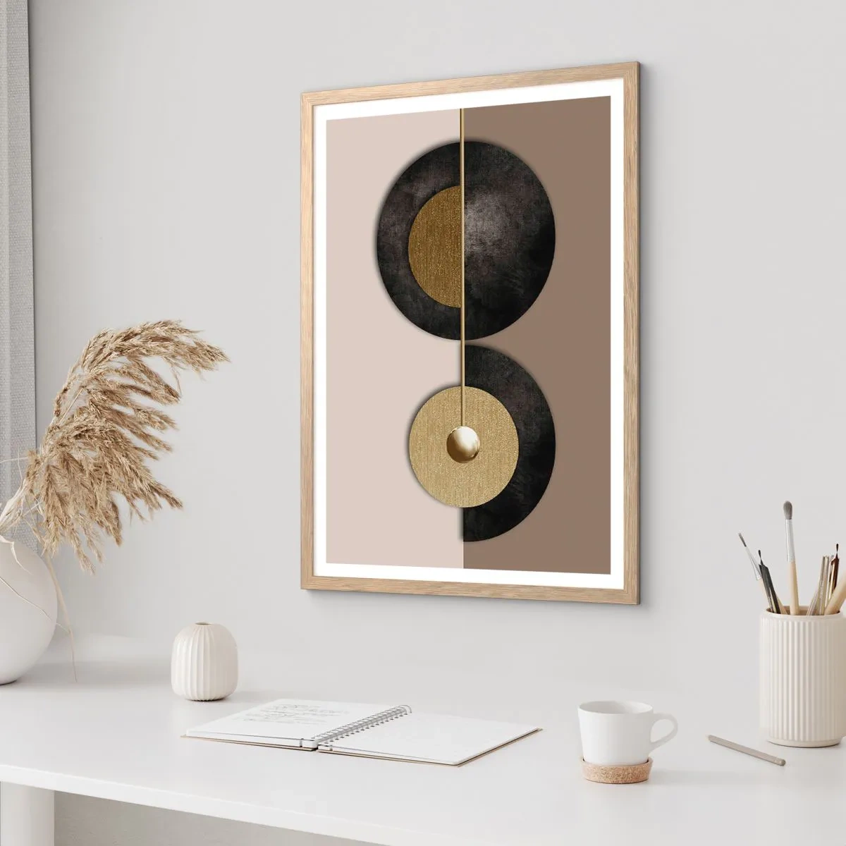 Poster in einem Rahmen aus heller Eiche - Variationen rund um den Kreis - 70x100 cm