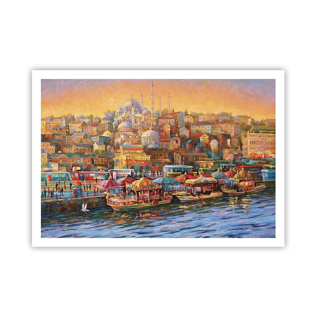 Poster - Malerisches Panorama von Istanbul mit Blick auf die Bucht und die Stadt - 100x70cm - Istanbuler Geschichte - Moderne Wanddekoration für Wohnzimmer und Schlafzimmer ARTTOR
