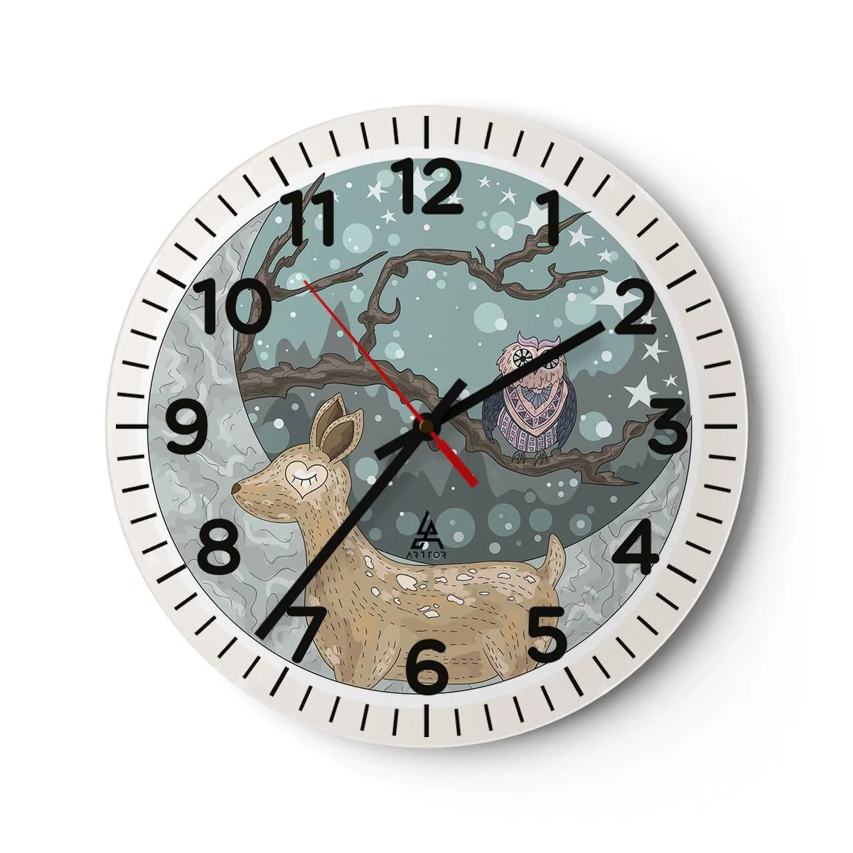 Wanduhr - Glasuhr - Eine märchenhafte Waldnacht - 40x40 cm
