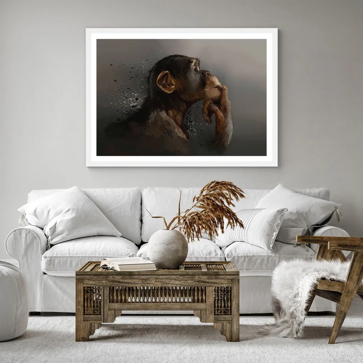 Poster in einem weißen Rahmen - Sicherlich ein Denker - 30x30 cm