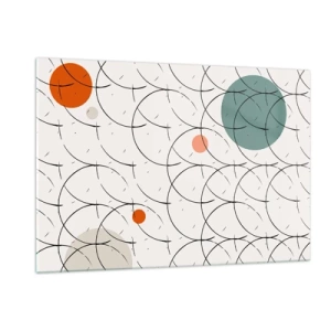Glasbild - Bild auf glas - Bunte Kreise und schwarze Linien auf hellem Hintergrund im Pop-Art-Stil. - 120x80cm - Im Pop-Art-Geist - Moderne Wanddekoration für Wohnzimmer und Schlafzimmer ARTTOR