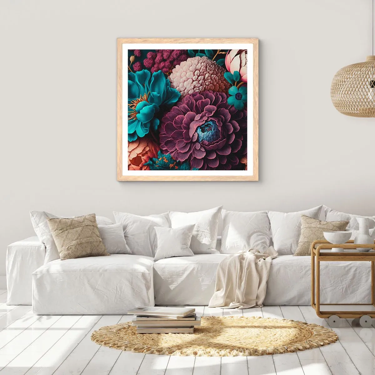 Poster in einem Rahmen aus heller Eiche - Natur in Hülle und Fülle - 60x60 cm