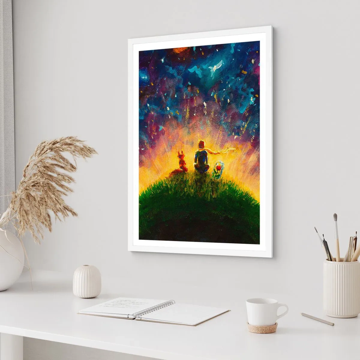 Poster in einem weißen Rahmen - Liebe und Freundschaft - die ganze Welt - 40x50 cm
