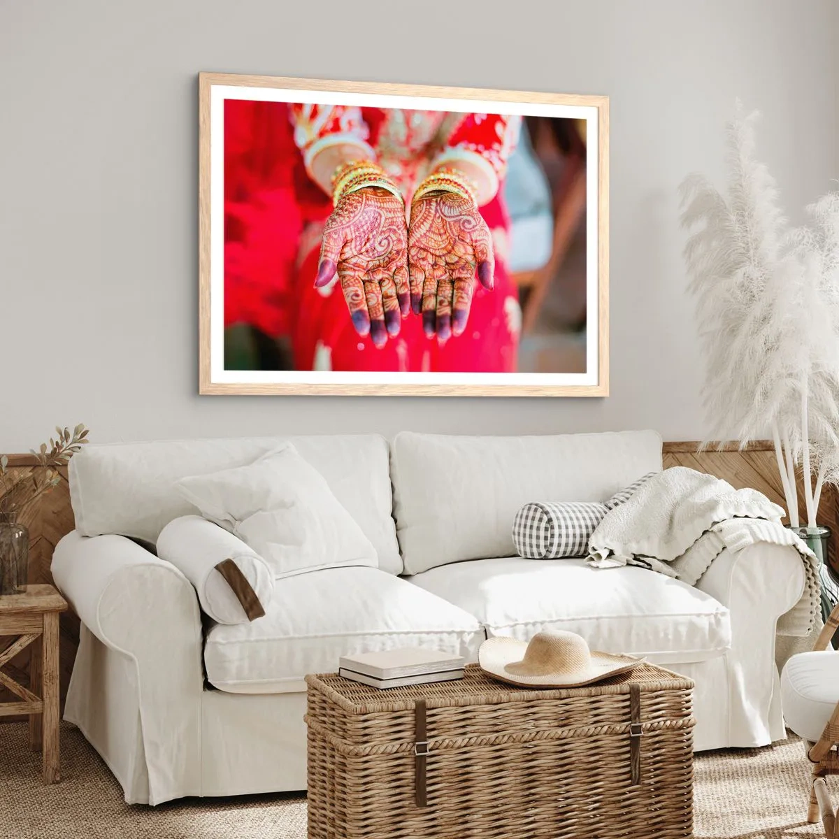 Poster in einem Rahmen aus heller Eiche - Bereit, das Glück zu fangen? - 91x61 cm