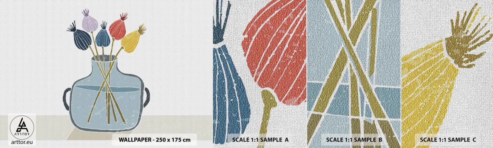 Fototapeten Muster Premium Canvas - Es ist mucksmäuschenstill - Blumen, Vase, Minimalismus - 100x30 cm