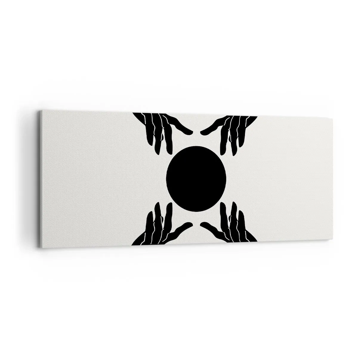 Bild auf Leinwand - Leinwandbild - Schwarze Hände in einer symmetrischen Komposition mit einer Kugel - 120x50cm - Geheimes Zeichen - Moderne Wanddekoration für Wohnzimmer und Schlafzimmer ARTTOR