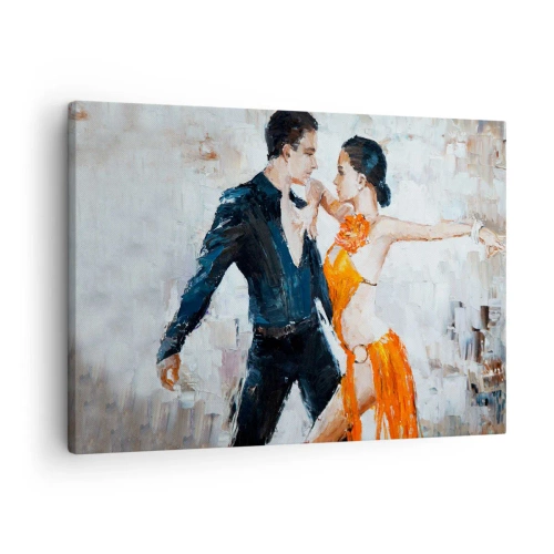 Bild auf Leinwand - Leinwandbild - Ein dynamisches Paar, das im lateinamerikanischen Stil tanzt. - 70x50cm - Schmutziges Tanzen - Moderne Wanddekoration für Wohnzimmer und Schlafzimmer ARTTOR