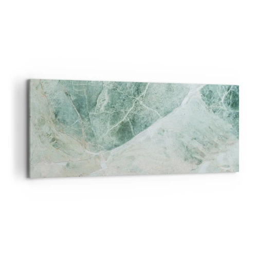 Bild auf Leinwand - Leinwandbild - Grüner Marmor mit zarten weißen Adern - 120x50cm - Edle Kälte des Steins - Moderne Wanddekoration für Wohnzimmer und Schlafzimmer ARTTOR