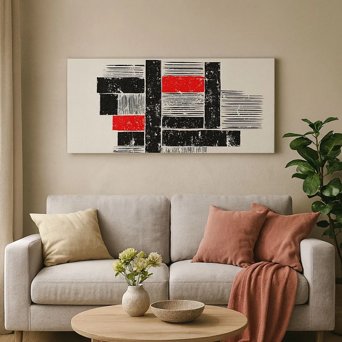 Bild auf Leinwand - Leinwandbild - Rot und Schwarz - 100x40 cm