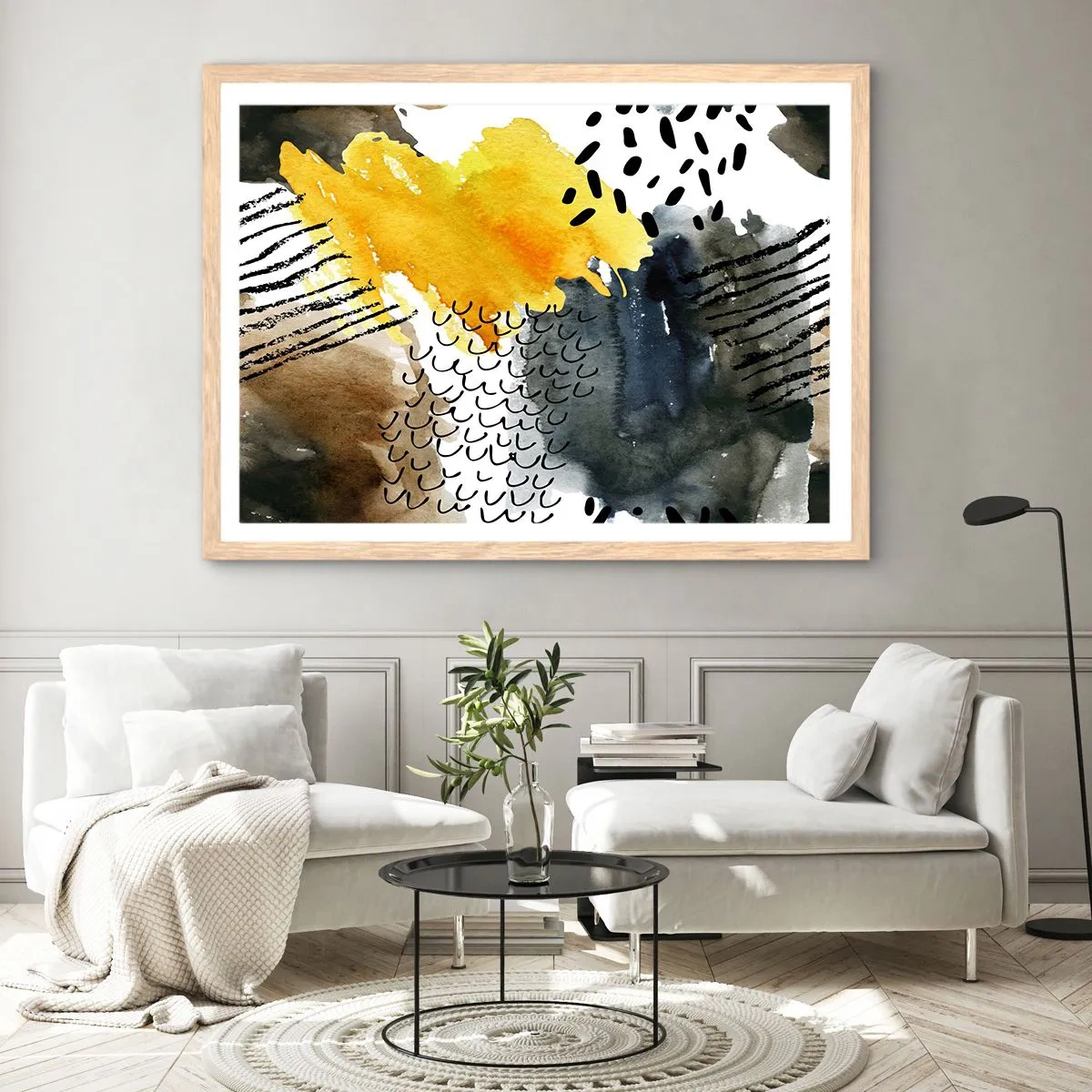 Poster in einem Rahmen aus heller Eiche - Ein Treffen der Elemente der Natur - 50x40 cm