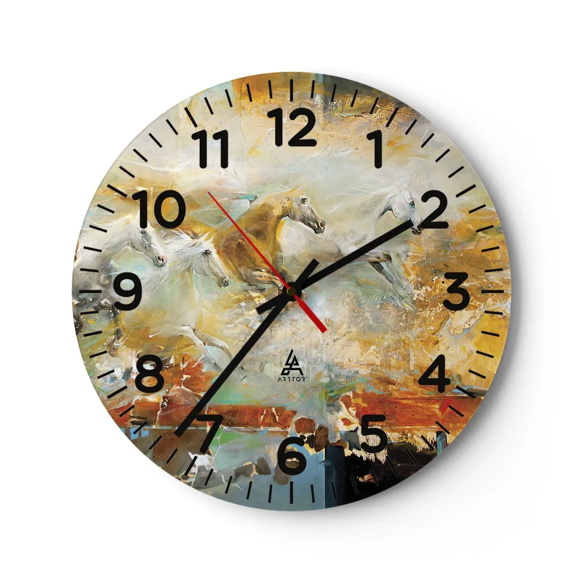 Wanduhr - Glasuhr - Im Galopp durch das Licht - 40x40 cm