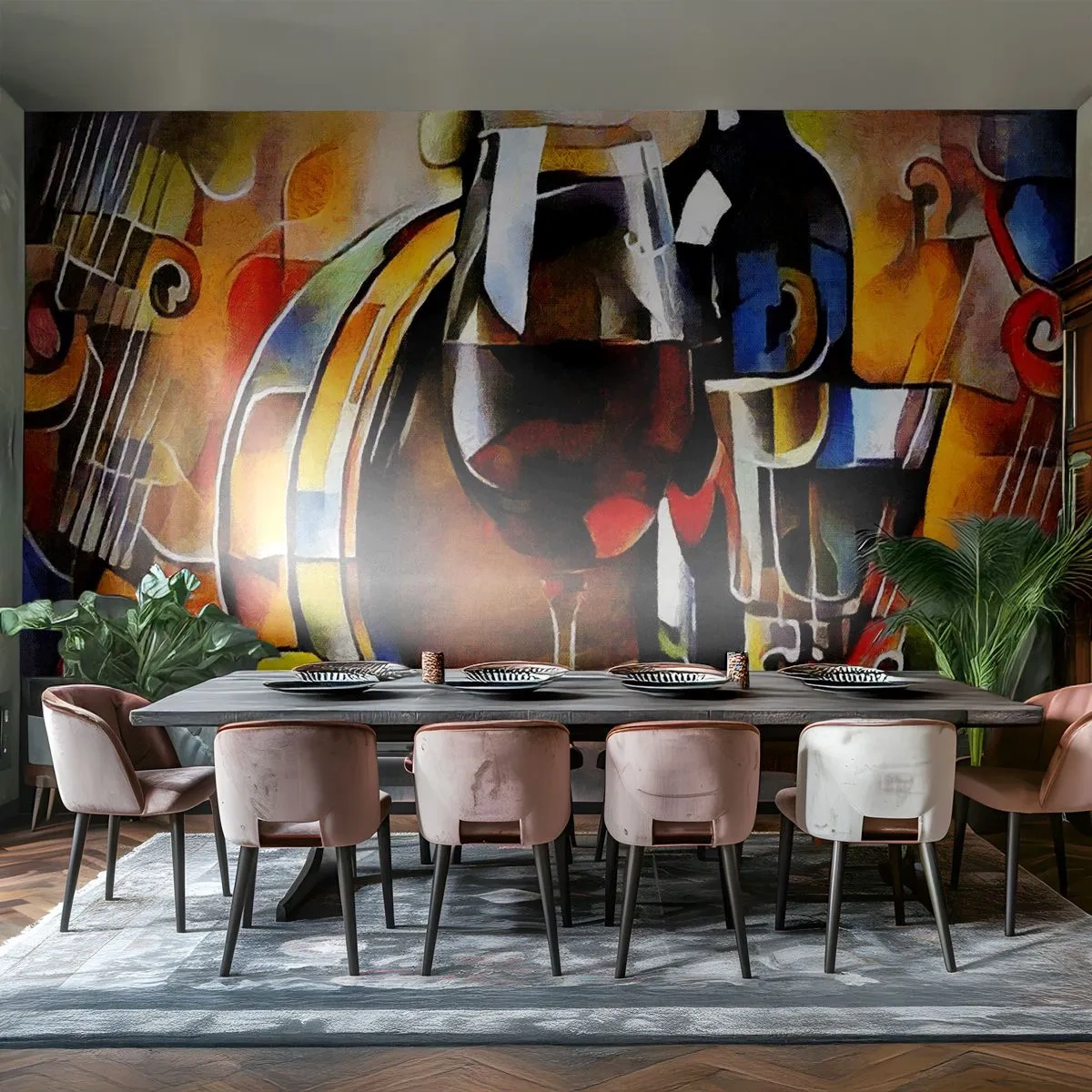 Selbstklebende Fototapete Deluxe Sticker - Und die Welt nimmt Farben an - Abstraktion, Kubismus, Stück - 300x210 cm