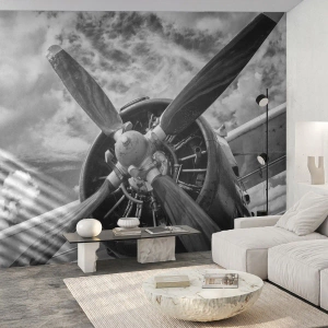 Fototapete Premium Canvas - Eroberer der Lüfte - Flugzeug, Flugzeugpropeller, Jahrgang - 350x256 cm