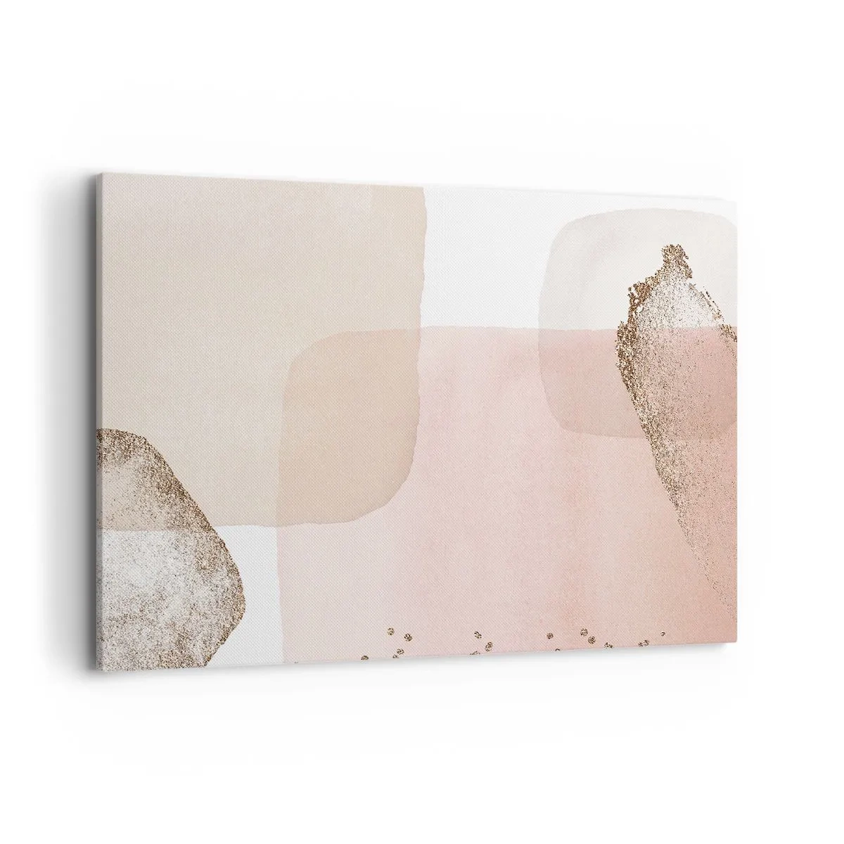 Bild auf Leinwand - Leinwandbild - Pastellfarbene Flecken mit goldenen Elementen - 100x70cm - Ein Blick durch die Farbe - Moderne Wanddekoration für Wohnzimmer und Schlafzimmer ARTTOR