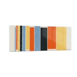 Glasbild - Bild auf glas - Bunte Rechtecke in moderner Anordnung - 140x50cm - Musiknotation - Moderne Wanddekoration für Wohnzimmer und Schlafzimmer ARTTOR