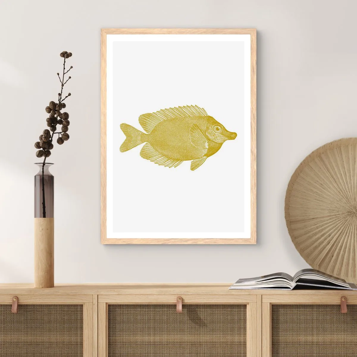 Poster in einem Rahmen aus heller Eiche - Fisch und das war’s - 70x100 cm