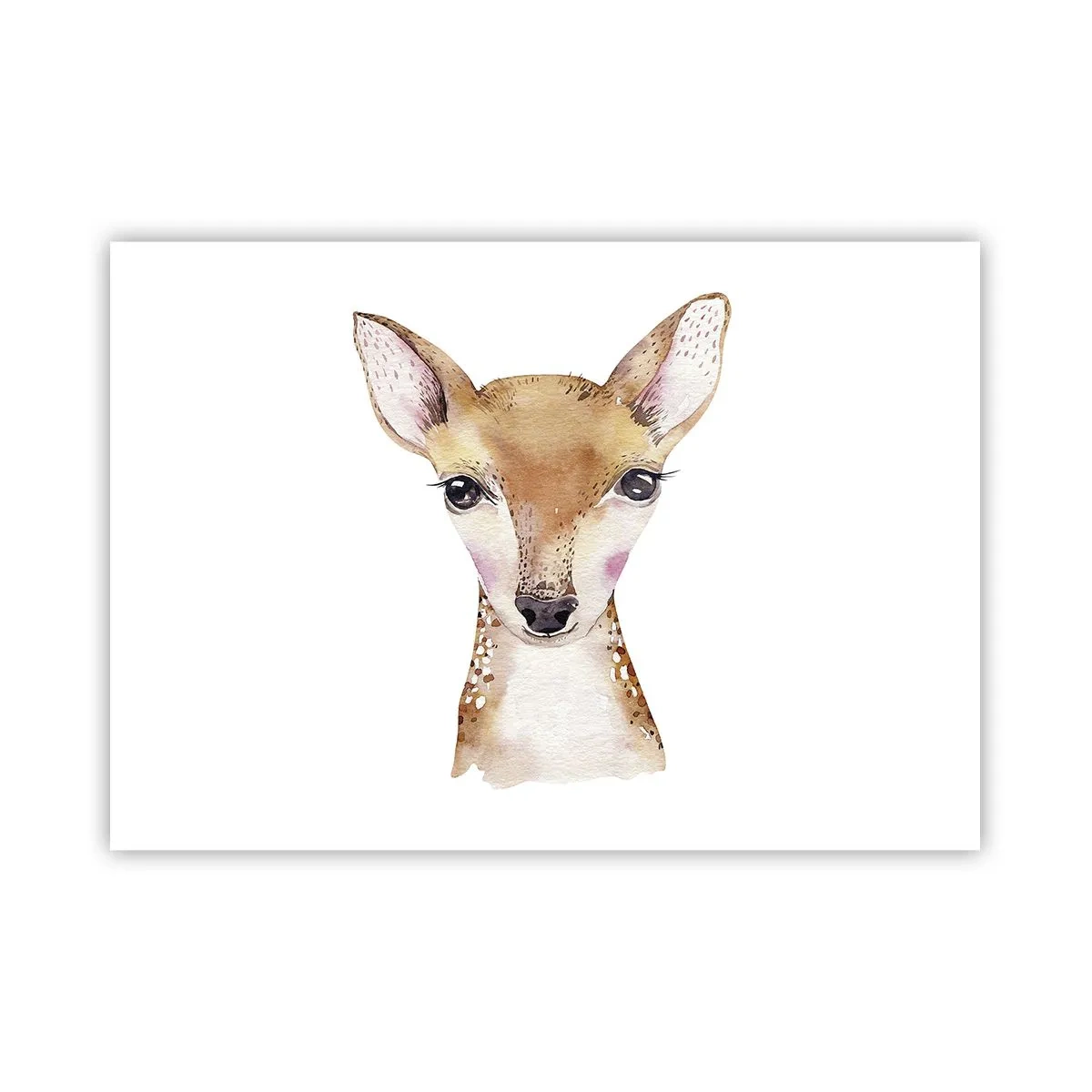 Poster - Aquarellporträt eines jungen Rehs auf weißem Hintergrund - 100x70cm - Die Natur der Unschuld - Moderne Wanddekoration für Wohnzimmer und Schlafzimmer ARTTOR