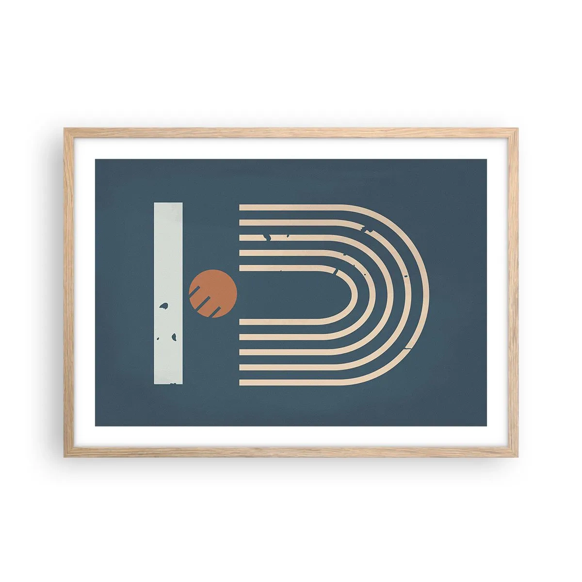 Poster in einem Rahmen aus heller Eiche - Geometrie auf dem Granatapfel - 70x50 cm