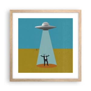 Poster in einem Rahmen aus heller Eiche - Nahe Begegnung - 40x40 cm