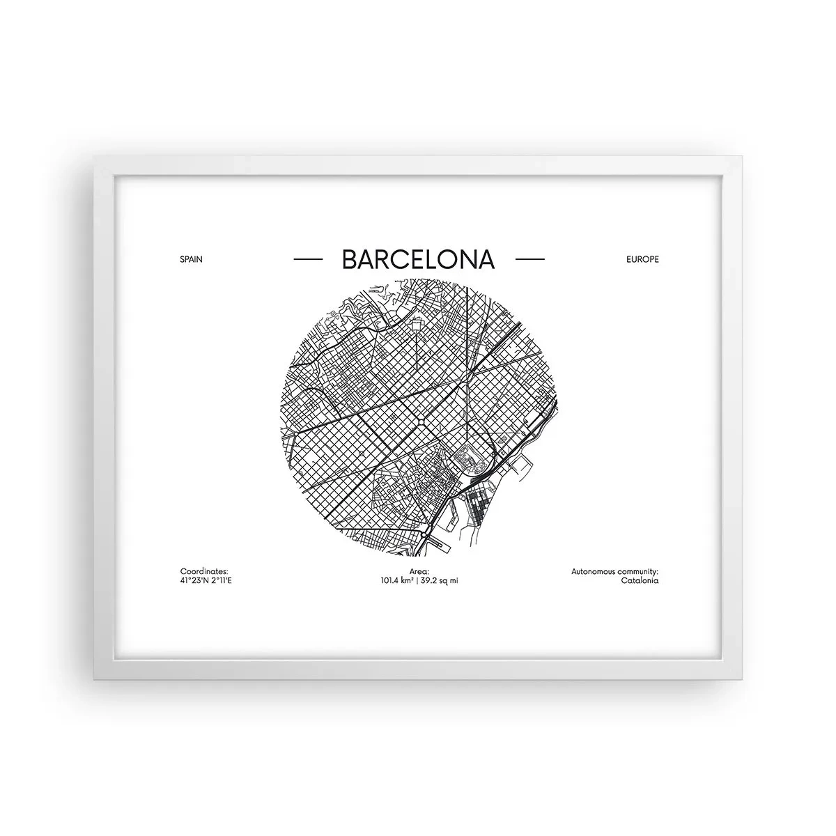 Poster in einem weißen Rahmen - Anatomie von Barcelona - 50x40 cm