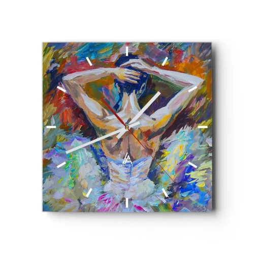 Wanduhr - Glasuhr - Eine Ballerina in dynamischen Farben und malerischem Ausdruck - 30x30cm - Es kann alles sein - Moderne Wanddekoration für Wohnzimmer und Schlafzimmer ARTTOR