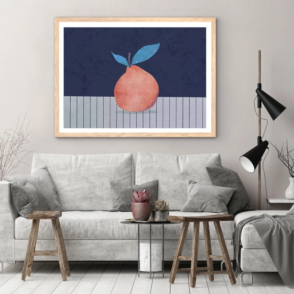 Poster in einem Rahmen aus heller Eiche - Konvexität und Ebene - 50x40 cm