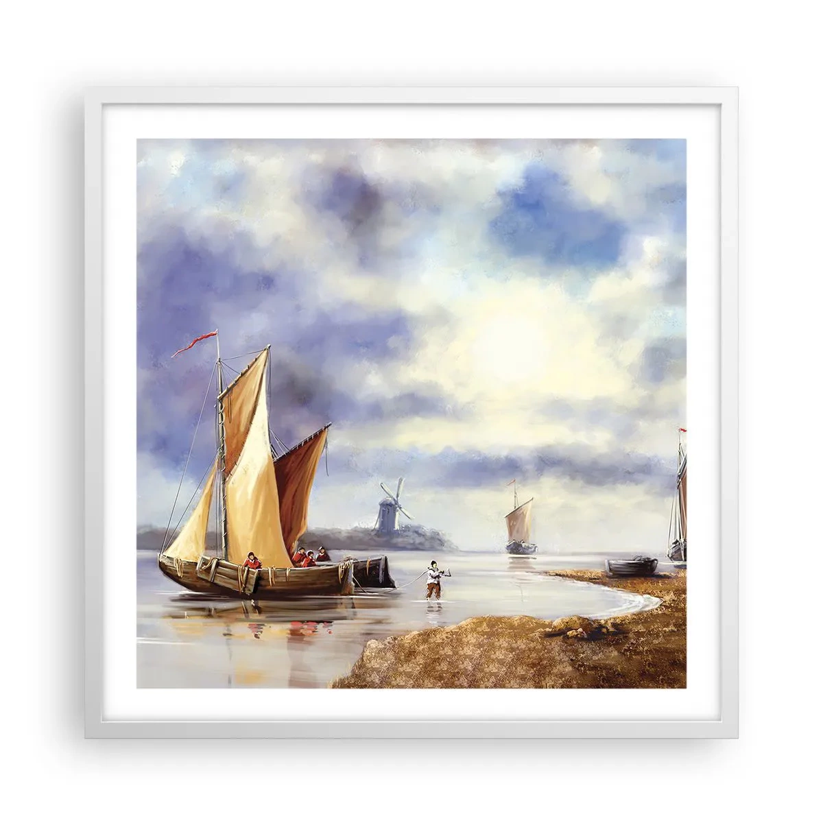 Poster in einem weißen Rahmen - Die Rückkehr der Seeleute - 60x60 cm