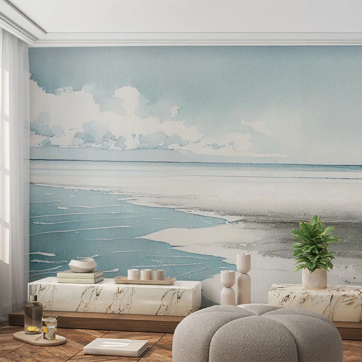 Maßgeschneiderte Fototapete Premium Sand - Sanfte Flut - Küste, Strand, Gelassenheit