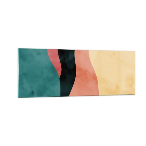 Glasbild - Bild auf glas - Abstrakte Wellen in Pastellfarben - 140x50cm - Konforme Nichtkonformität - Moderne Wanddekoration für Wohnzimmer und Schlafzimmer ARTTOR