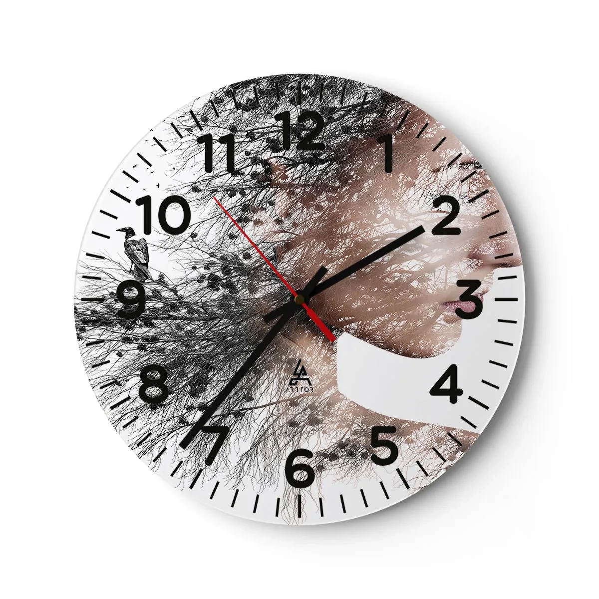 Wanduhr - Glasuhr - Der Geist des Waldes - 30x30 cm