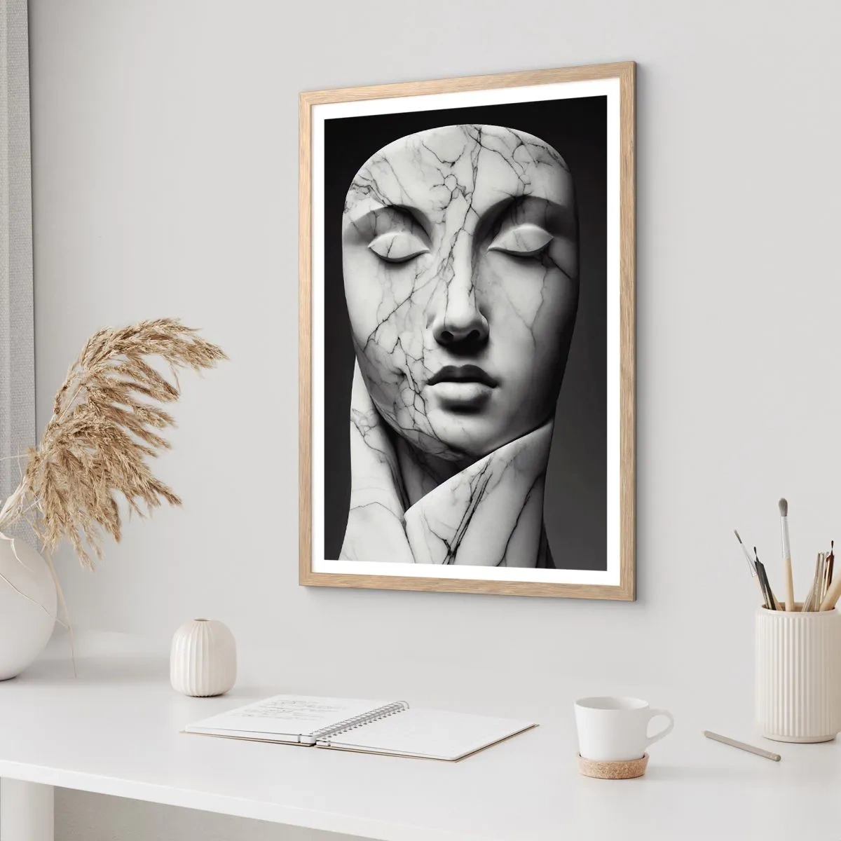 Poster in einem Rahmen aus heller Eiche - Marmorformen - 50x70 cm