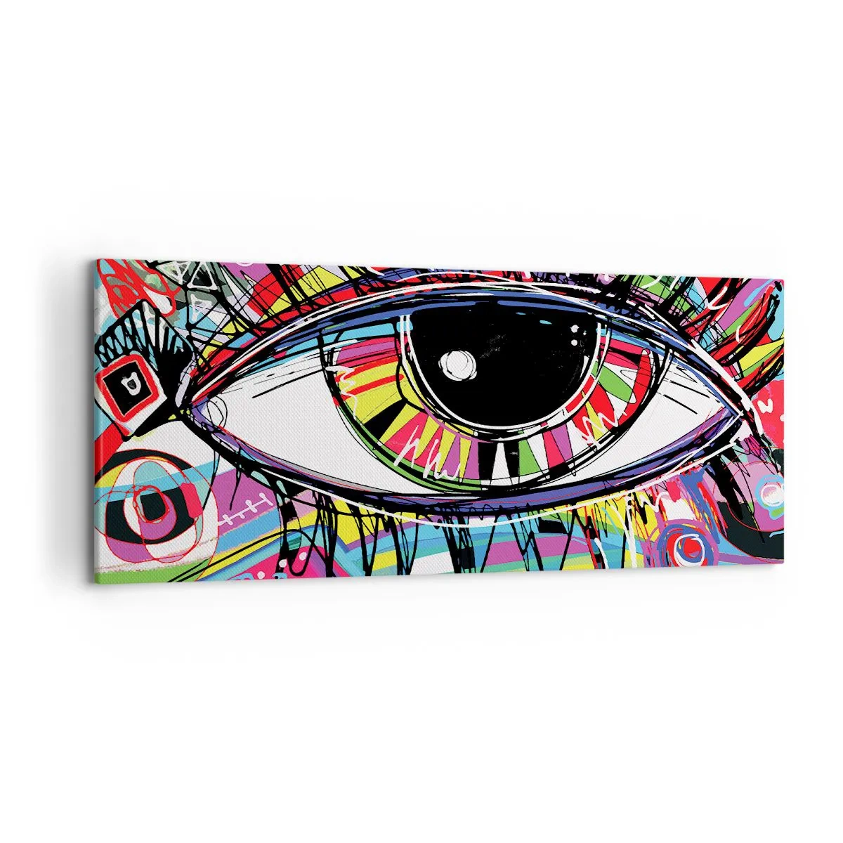 Bild auf Leinwand - Leinwandbild - Buntes abstraktes Graffiti-Auge - 120x50cm - Buntes Auge - bunte Seele - Moderne Wanddekoration für Wohnzimmer und Schlafzimmer ARTTOR