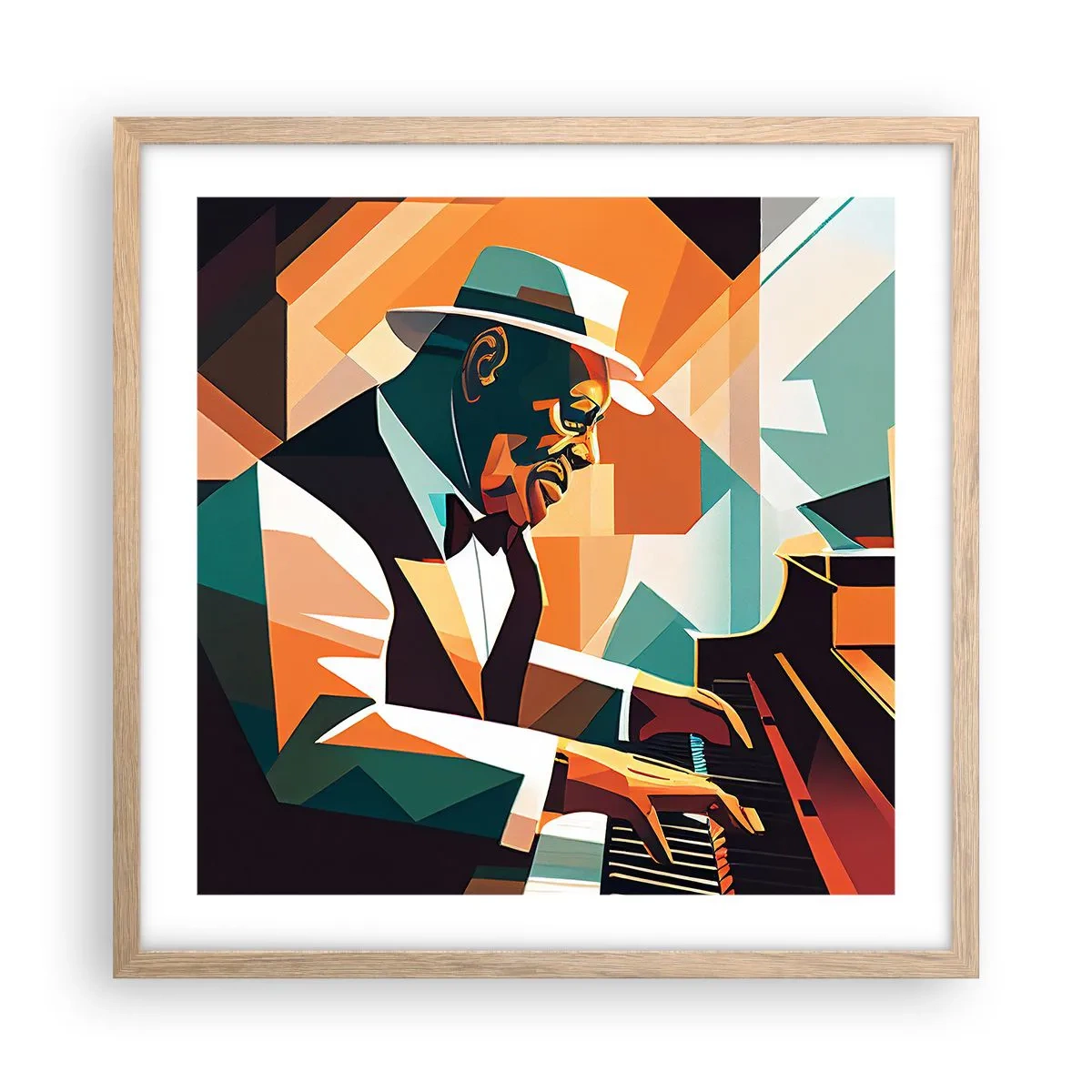 Poster in einem Rahmen aus heller Eiche - Alles vom Jazz - 50x50 cm