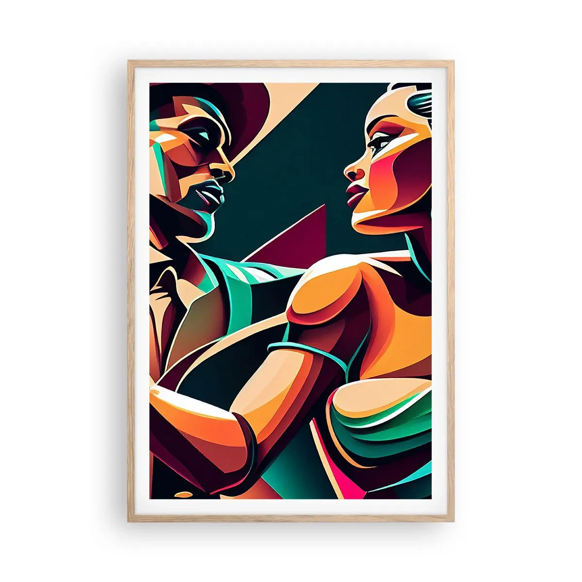 Poster in einem Rahmen aus heller Eiche - Im Rhythmus des Herzens - 70x100 cm