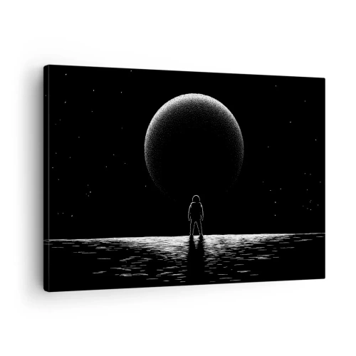 Bild auf Leinwand - Leinwandbild - Ein Astronaut vor dem Hintergrund eines großen Planeten im Weltraum - 70x50cm - Angesicht zu Angesicht - Moderne Wanddekoration für Wohnzimmer und Schlafzimmer ARTTOR