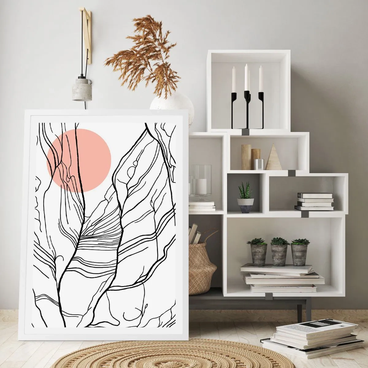 Poster in einem weißen Rahmen - In einem Netz aus Zweigen - 70x100 cm