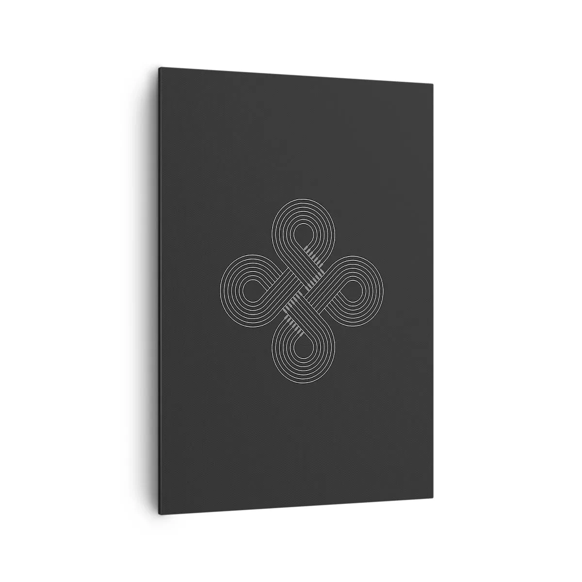 Bild auf Leinwand - Leinwandbild - Keltisches Muster im minimalistischen Stil auf schwarzem Hintergrund - 70x100cm - Im keltischen Geist - Moderne Wanddekoration für Wohnzimmer und Schlafzimmer ARTTOR