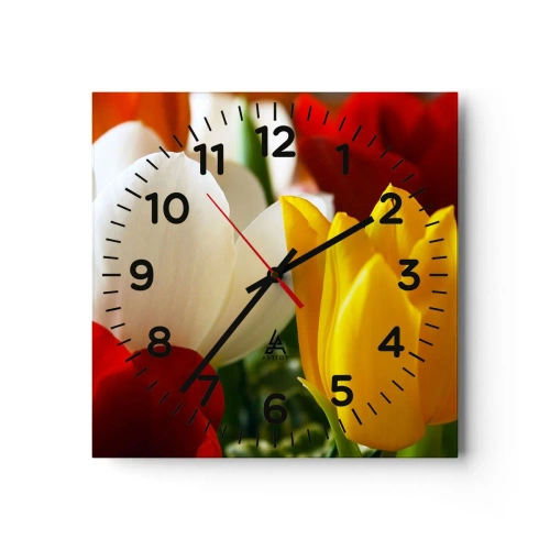 Wanduhr - Glasuhr - Tulpenfieber - 40x40 cm