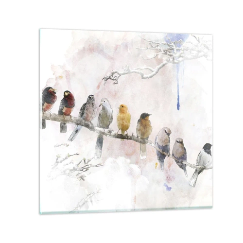 Glasbild - Bild auf glas - Geflügeltes Treffen - 50x50 cm