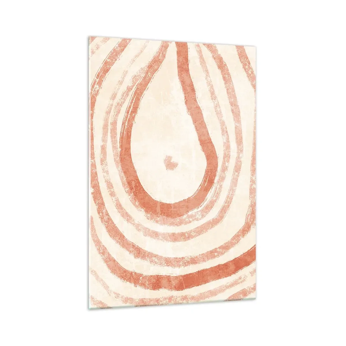 Glasbild - Bild auf glas - Ein abstraktes Motiv aus konzentrischen Linien in Terrakotta-Tönen. - 70x100cm - Korallenkreise – Komposition - Moderne Wanddekoration für Wohnzimmer und Schlafzimmer ARTTOR