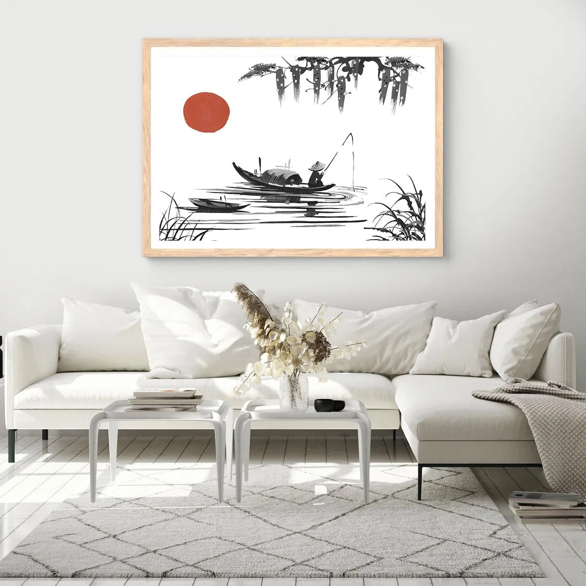 Poster in einem Rahmen aus heller Eiche - Asiatischer Nachmittag - 40x30 cm