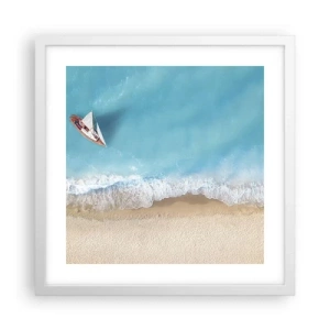 Poster in einem weißen Rahmen - An der Grenze von Blau und Gold - 40x40 cm