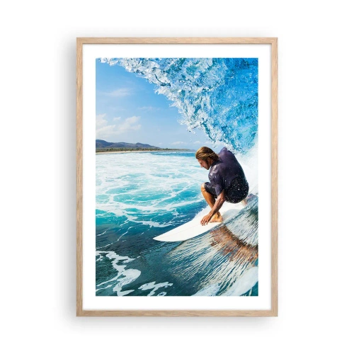 Poster in einem Rahmen aus heller Eiche - Tanzen mit den Wellen - 50x70 cm